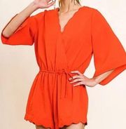 Umgee Surplice Neckline Scallop Edge Romper