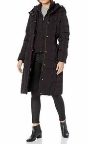 Cole Haan Taffeta Down Coat with Vest and Hood in Black