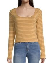 NWT ~ ARIZONA JEANS CO. Juniors Women's Scoop Neck Long Sleeve T-Shirt LARGE New