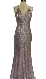 Women's Formal Dress by  Size 6 Purple Sequined Sleeveless Long Evening Gown