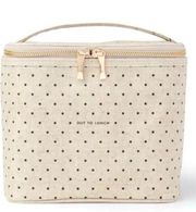 lunch bag "out to lunch" beige w black polka dot