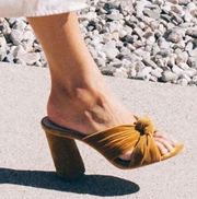 Loeffler Randall Sz 6 Coco Knot Velvet Heel Mules in Marigold Yellow