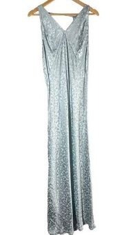 Topshop Heart Jacquard Satin Slip Maxi Dress Blue Size 14