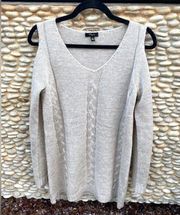 Cupio Beige Cold Shoulder Long Sleeve Sweater. Size Medium. Excellent Condition.