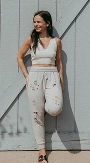 Spiritual gangster distressed sweatpants