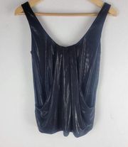 Diane Von Furstenberg Leeza Tank Top Black Pockets Cowl Neck Size 0