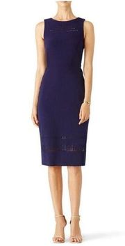 Parker Womens Sleeveless Navy Cory Sheath Midi Dress Cutout Career Size Medium