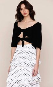 Mi Amor Statement Front Tie Top With Blouson Sleeves