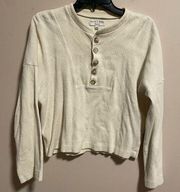 Madewell Texture & Thread Seamed Henley Top Long Dolman Sleeves- Size Medium