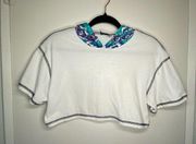 Vintage Amy Beyer Cropped White Short Sleeve Hoodie 90s Y2k Skater size Med Lg