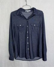 4/$25 Eden & Olivia blue snap button shirt medium