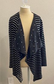 Black and Grey Stripe and Polka Dot Cardigan