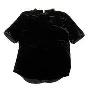 NWT Eileen Fisher Mock Neck Short Sleeve Top in Black Velvet Blouse S $258