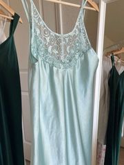 Blue Lace front Slip Dress