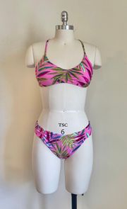 Hot Pink Tropical Print Bikini 