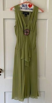 Nicole Miller Collection, silk dress olive green