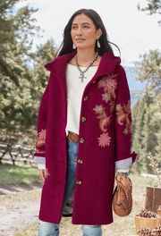 Sundance Blooming Boucle Floral Wool Coat PXS Petite NWOT