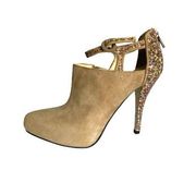 ENZO ANGIOLINI Glitter Ankle Strappy Heel Booties Sz 8.5M