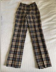 Young Pendleton 100% Pure Virgin Wool Tan Navy Orange Lined Plaid Pants Size 3/4