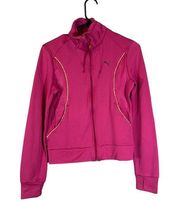 Puma Dark Pink Full Zip Long Sleeve Casual Athletic Track Jacket Women Sz S