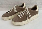 Joie Brown Suede Platform Lace Up Fashion Sneakers