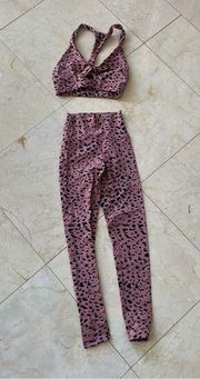 Beach Riot Like New Leopard Leggings/Bra Set