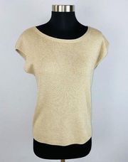 Talbots Short Sleeve Gold Shimmer Knit Top LP