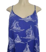 Antibes Blanc Womens Size S Blue & White Nautical Sleeveless Asymmetrical Dress