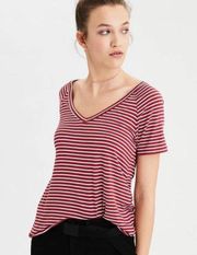 American Eagle Outfitters Burnt Orange And White Striped Tee