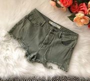 Brandy Melville Olive Green Denim Cut Offs Shorts