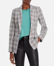 Aqua Gray Plaid Metallic Tweed Single Breasted Blazer Size Medium NWOT