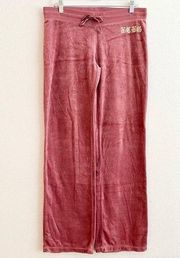 BCBGMaxAzria Y2K Vintage Pink Mauve Velour Velvet Sweatpants Track Pants Medium