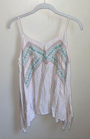 cream woven boho embroidered tank top