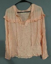 Copper Key Long Sleeve Ruffle Top Size Large