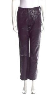 AGOLDE  Purple Mid-Rise Wide Leg Recycled Leather 90s Pinch Waist Pant Size 29