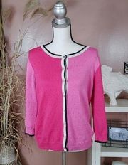 Joseph A Size Medium M Rayon Nylon Pink Cardigan Chic Preppy Classy Sweater