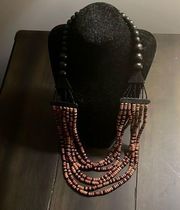 Brown & black bead layered necklace