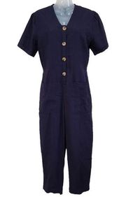 Roolee Short Sleeve Navy Blue Jumpsuit Pockets Size Small