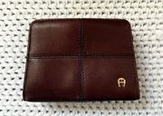 Etienne Aigner Vintage Rectangular Top Zip Boxy Coin Purse Square Block Stitch