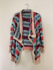 Mohair wool southwestern Aztec print open cascade cardigan size small