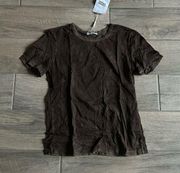 brown T-shirt