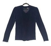 Armani Exchange V-Neck Navy Knit Long Sleeve Sweater Top XS