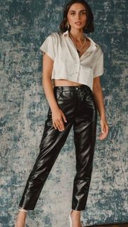 Shiloh Black Leather Vegan Pants