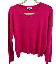 525 America Hot Pink crewneck ribbed sweater