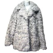 Avec Les Filles Women's Faux Fur Coat Jacket Size Large Gray Hook Closure