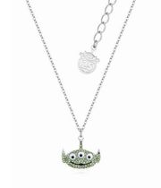 Disney Couture Kingdom Toy Story Crystal Alien Necklace Silver Tone