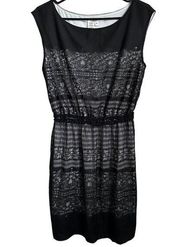 Max Studio Dress Medium Black Ivory Lace Sleeveless Nylon Polyester Lined