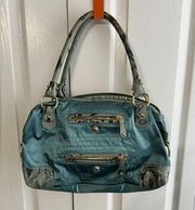 Kate Landry blue/teal with leather trim purse