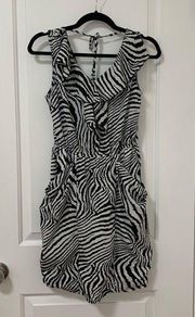 zebra print chiffon dress with pockets