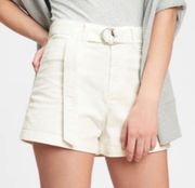 SZ 4  WOMENS High Waisted Belted White Shorts